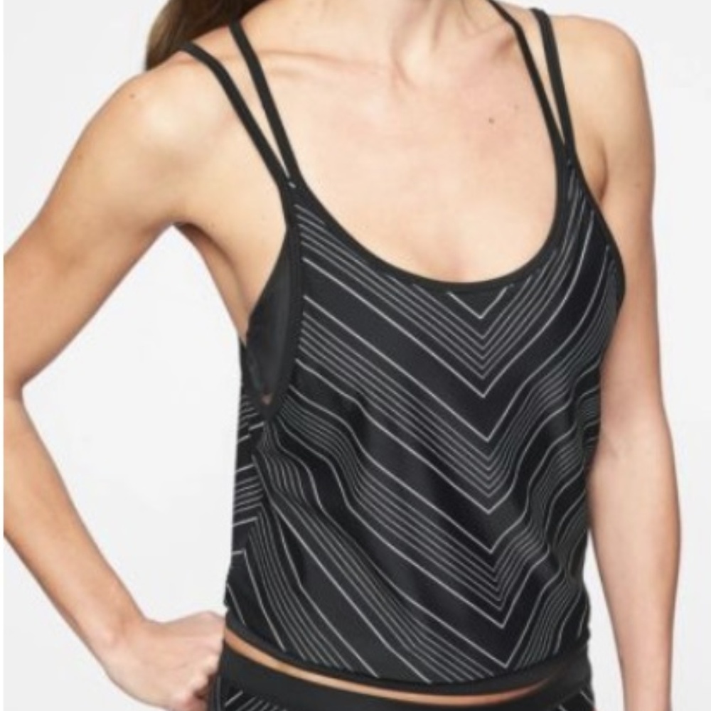 Athleta Chevron Tankini Top 34 D/DD Black v547
